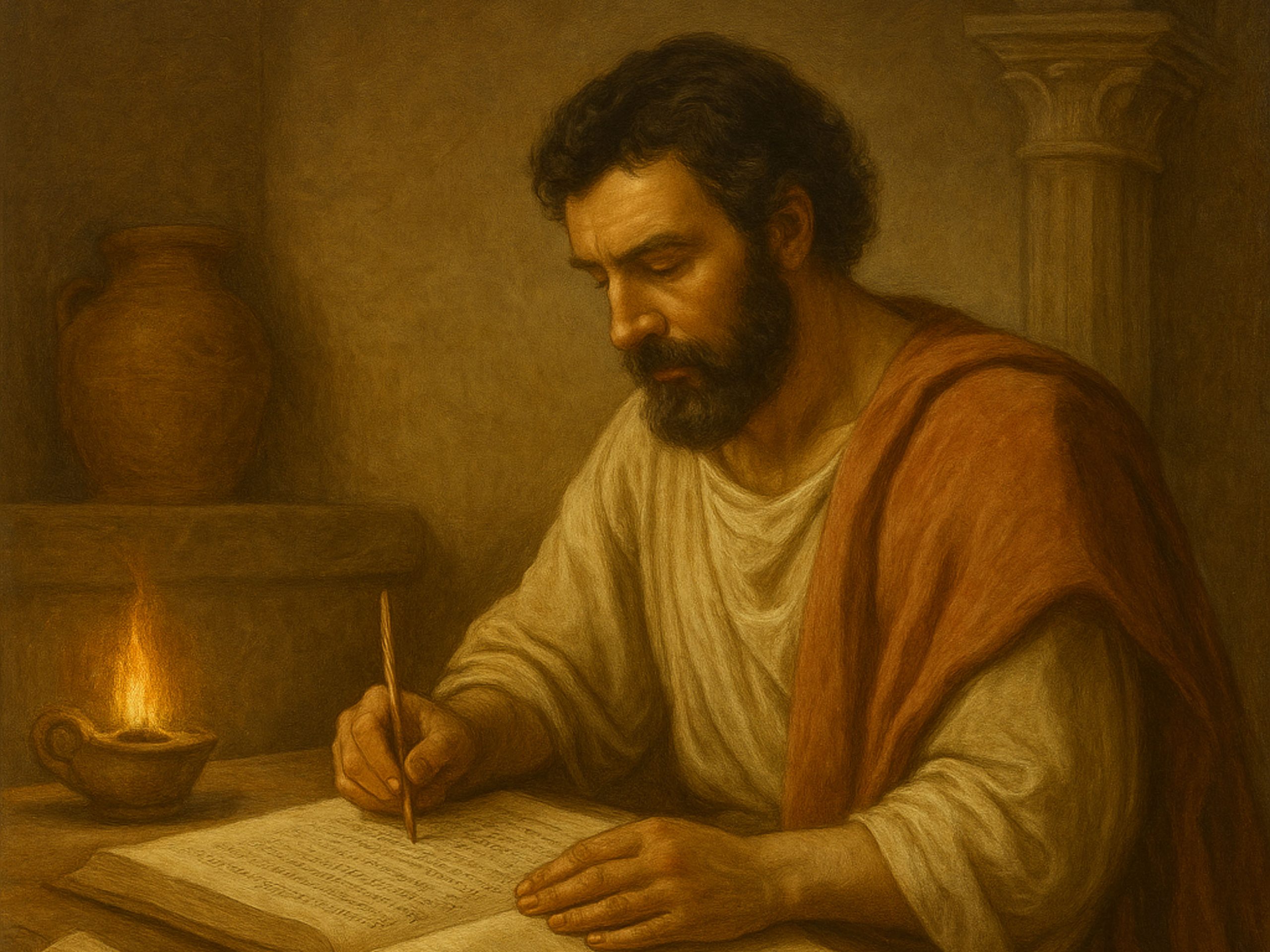 Scribe romain écrivant dans un codex au IVᵉ siècle